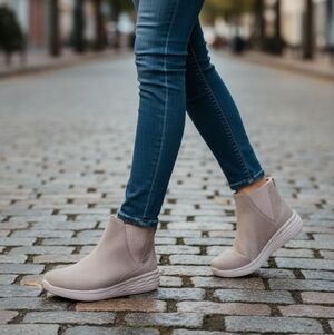 Ryka Gray Suede-Look Zip Ankle Bootie